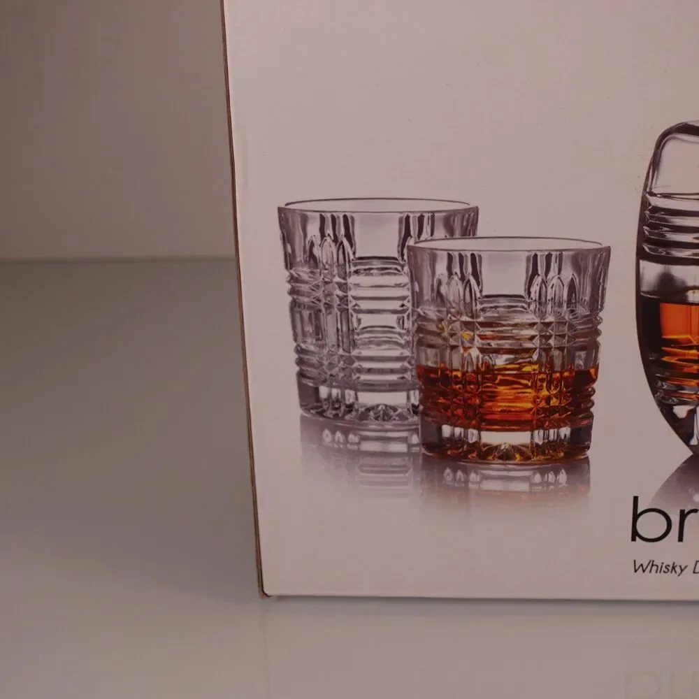 Fitz and Floyd Bridgeport Whiskey Decanter and 4 Old Fashion Whiskey Glasses NIB
